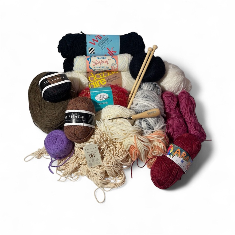 Assorted Yarn Bundle with Knitting Needles